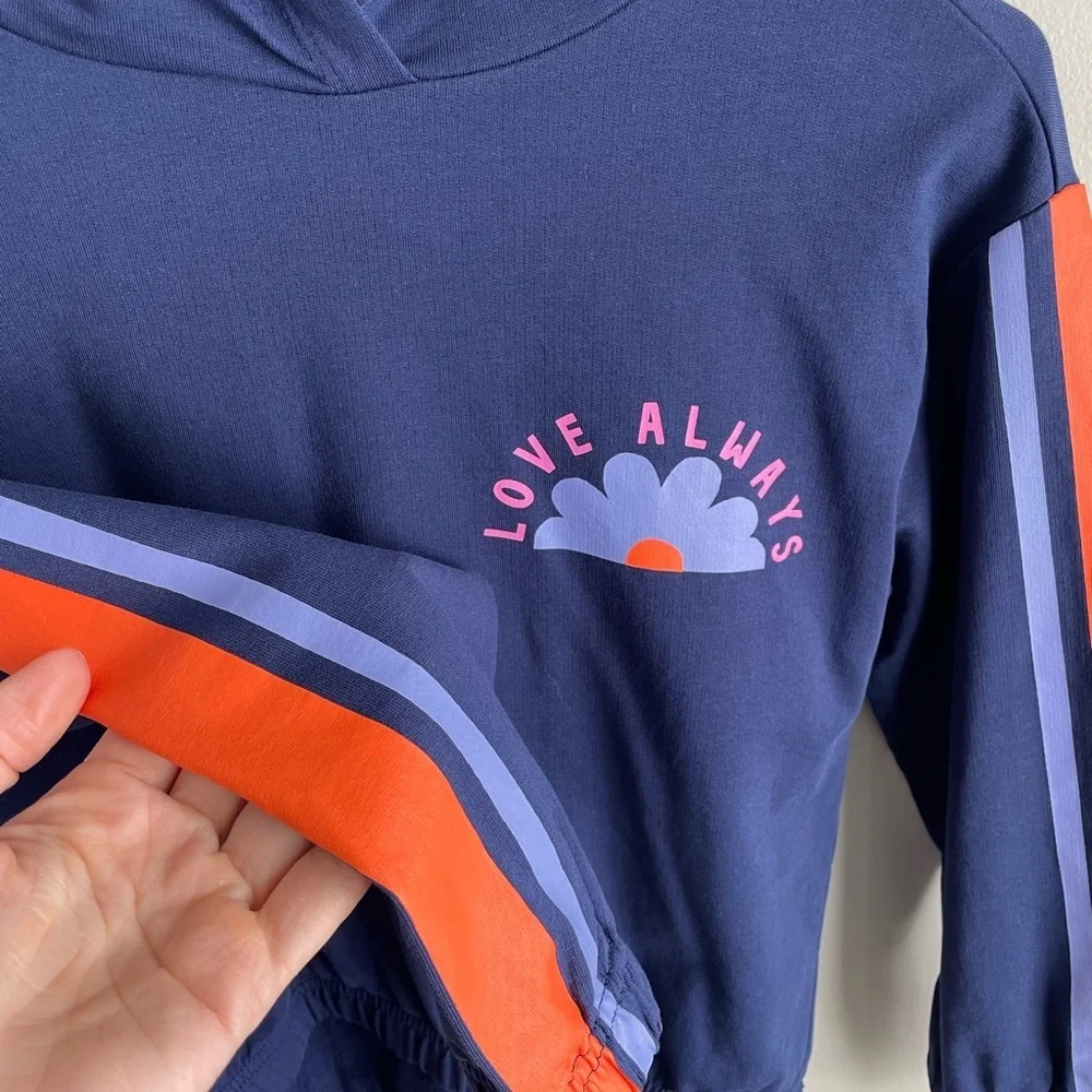 Hanna Andersson Love Always Terry Hoodie - Navy Blue - Size 8 - Picture 5 of 6